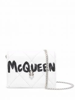 Alexander McQueen logo-print quilted shoulder bag