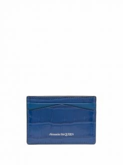 Alexander McQueen crocodile-embossed logo leather cardholder