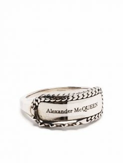Alexander McQueen logo engraved ring