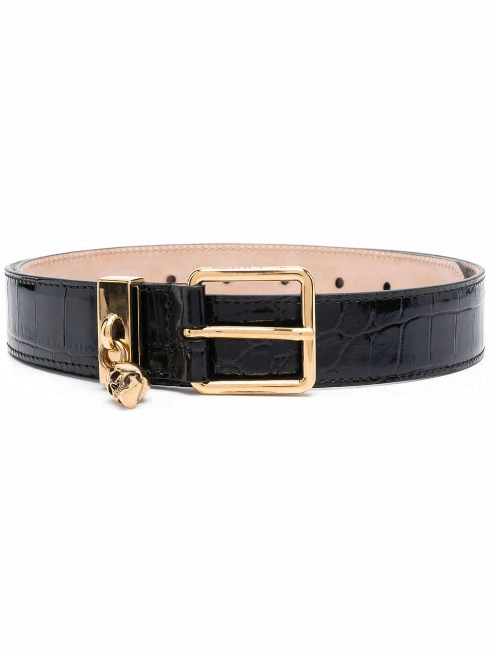 Alexander McQueen Crocodile effect leather belt 1 Alexander McQueen crocodile-effect leather belt