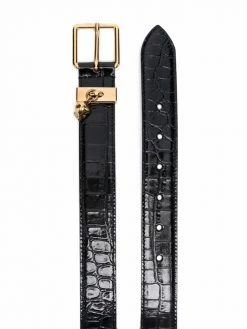 Alexander McQueen crocodile-effect leather belt