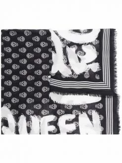 Alexander McQueen logo-print skull scarf