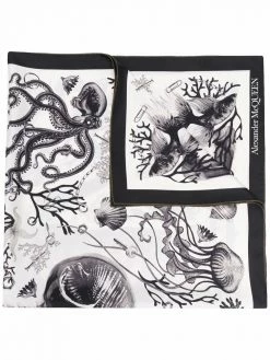 Alexander McQueen sea life-print silk scarf