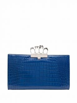 Alexander McQueen crocodile-embossed leather clutch bag