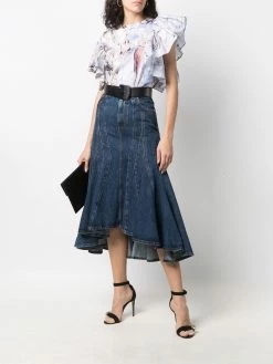 Alexander McQueen fluted denim skirt