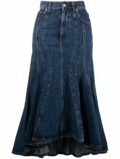 Alexander McQueen fluted denim skirt