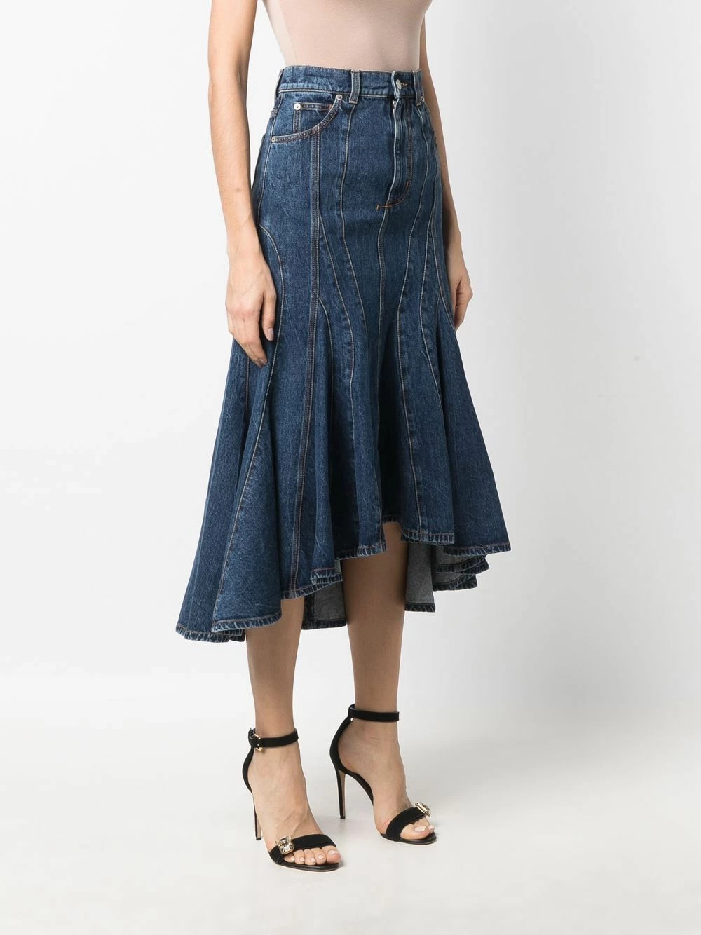 Alexander McQueen Fluted denim skirt 3 Alexander McQueen fluted denim skirt