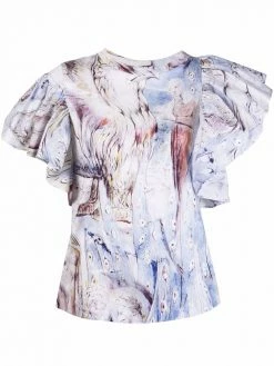 Alexander McQueen printed ruffle blouse
