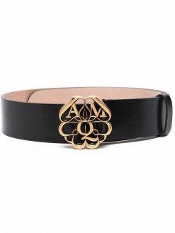 Alexander McQueen Seal Logo leather belt