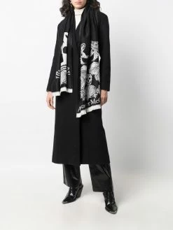 Alexander McQueen logo-jacquard wool scarf
