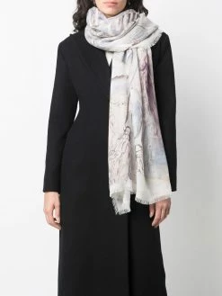 Alexander McQueen marbled-skull print wool scarf